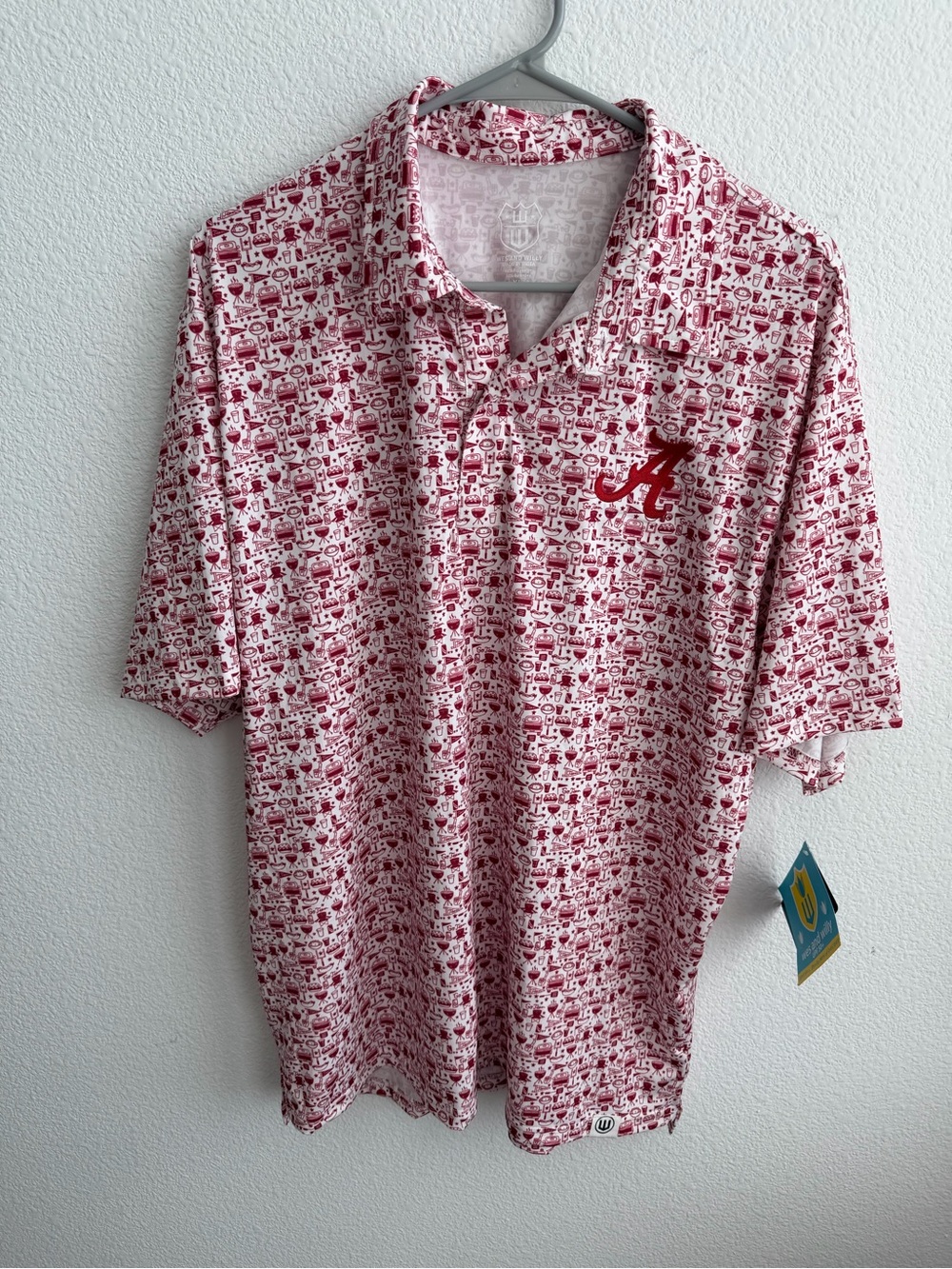 NWT Alabama Crimson Tide Tailgate Allover Print Polo Wes & Willy XL Football